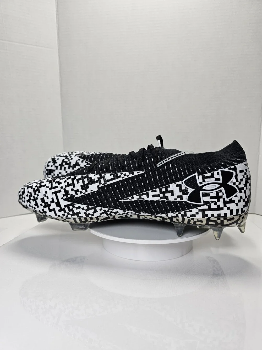 Men's 14 Under Armour Shadow Elite 3 FG 'QR Code' Soccer Cleats Black White